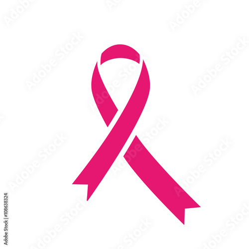 Canvas Print Pink Ribbon on a white background flat design