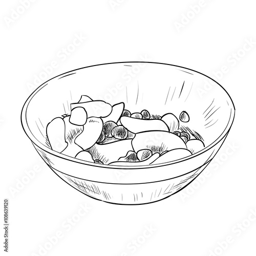 Vector sketch of dish with food