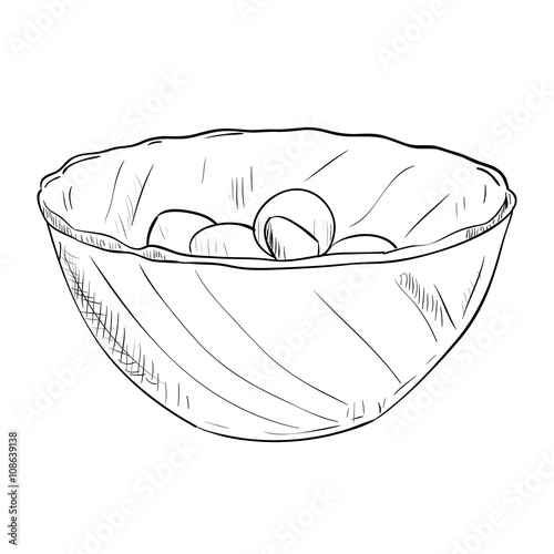Vector sketch of dish with food