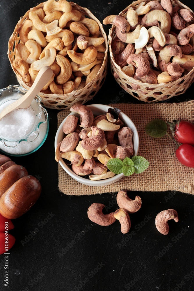 Fototapeta premium Cashews nuts are roasted delicious with salt.