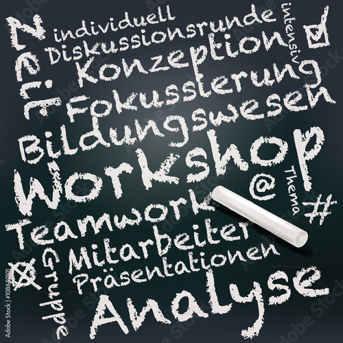 Tafel und Kreide mit Workshop