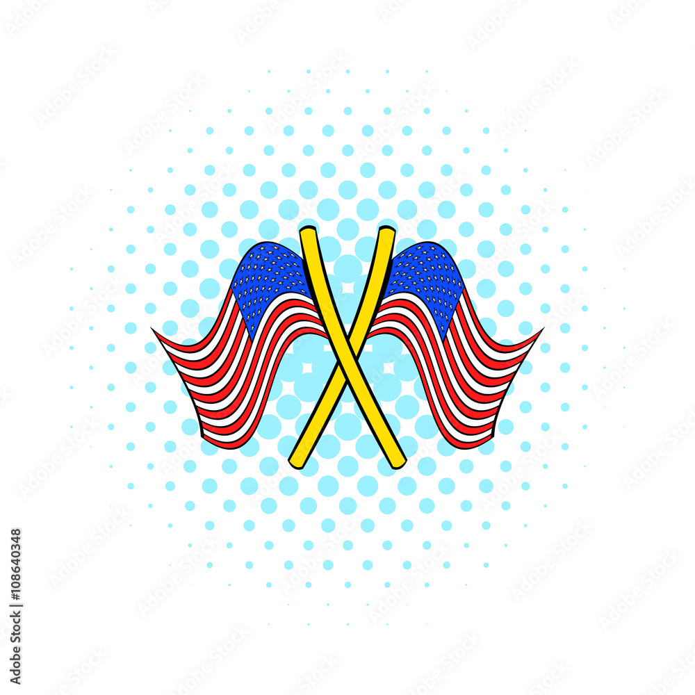 Obraz premium American flags icon, comics style
