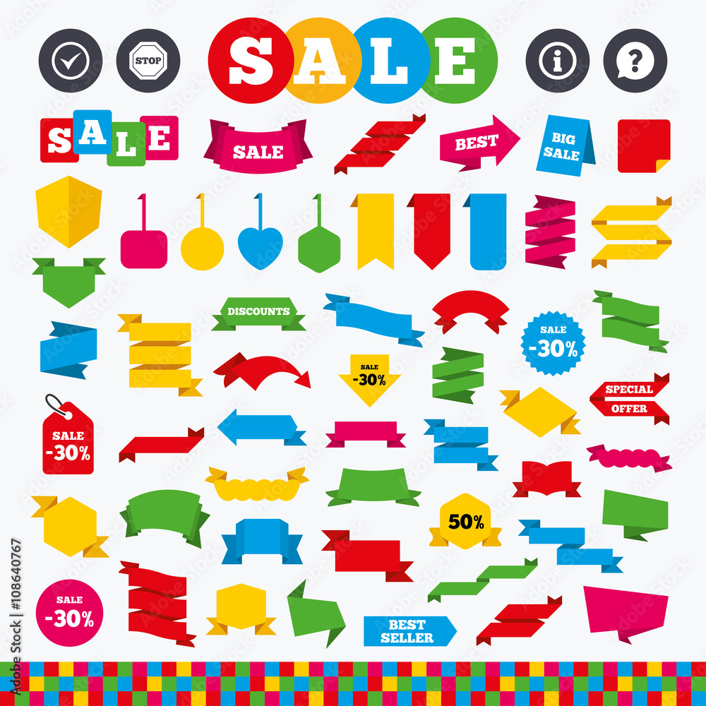 Information icons. Stop prohibition symbol. Information icons. Stop prohibition symbol.