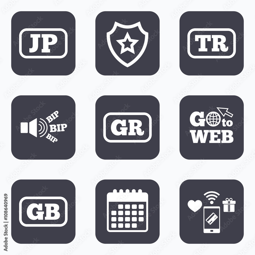 Language icons. JP, TR, GR and GB translation. Language icons. JP, TR, GR and GB translation.