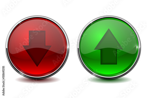 Up and Down arrow. Green and red buttons, web icons
