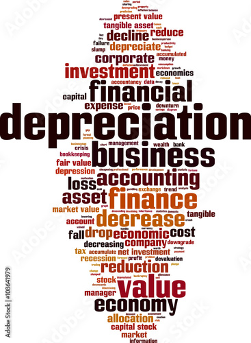 Depreciation word cloud concept. Vector illustration
