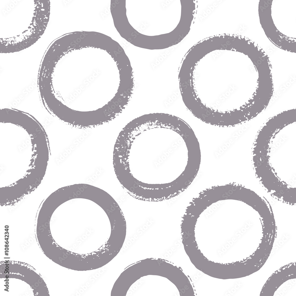 Seamless pattern. Background with painted circles. Brush drawn - rough, artistic edges. 
