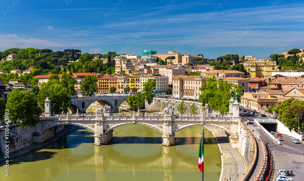 Fototapeta premium Rome city over the Tiber river 