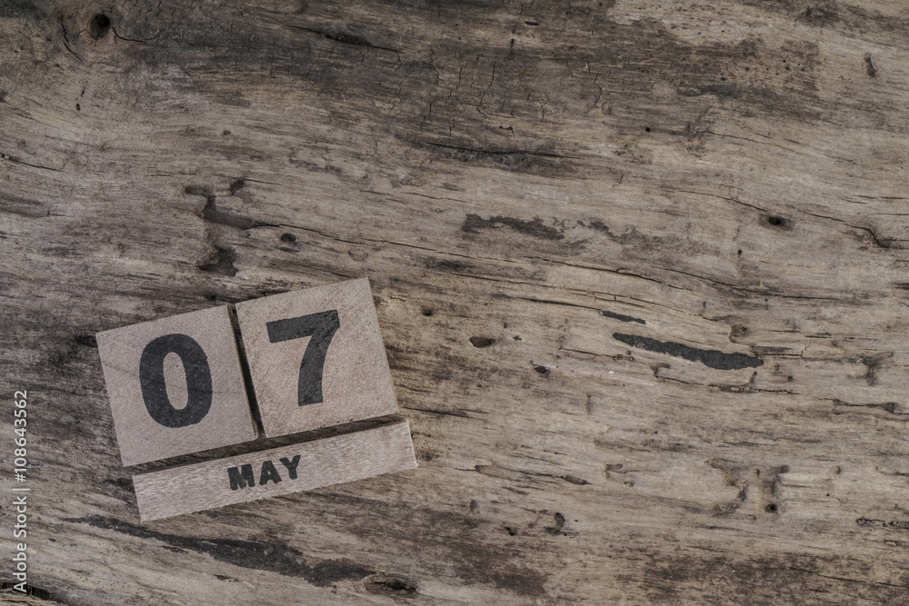 template with cube calendar for may on wooden surface with copy space template with cube calendar for may on wooden surface with copy space