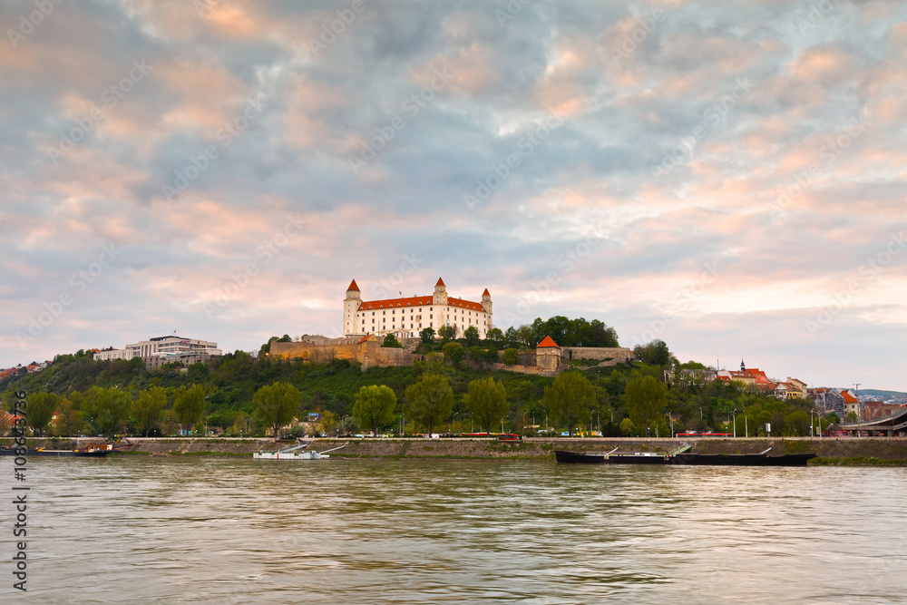 Fototapeta premium View of Bratislava castle over river Danube.