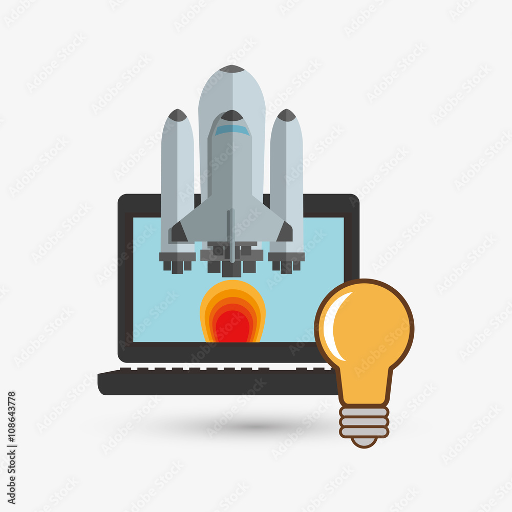 Colorful rocket design over white background Colorful rocket design over white background