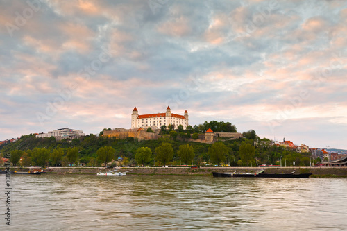 View of Bratislava castle over river Danube.