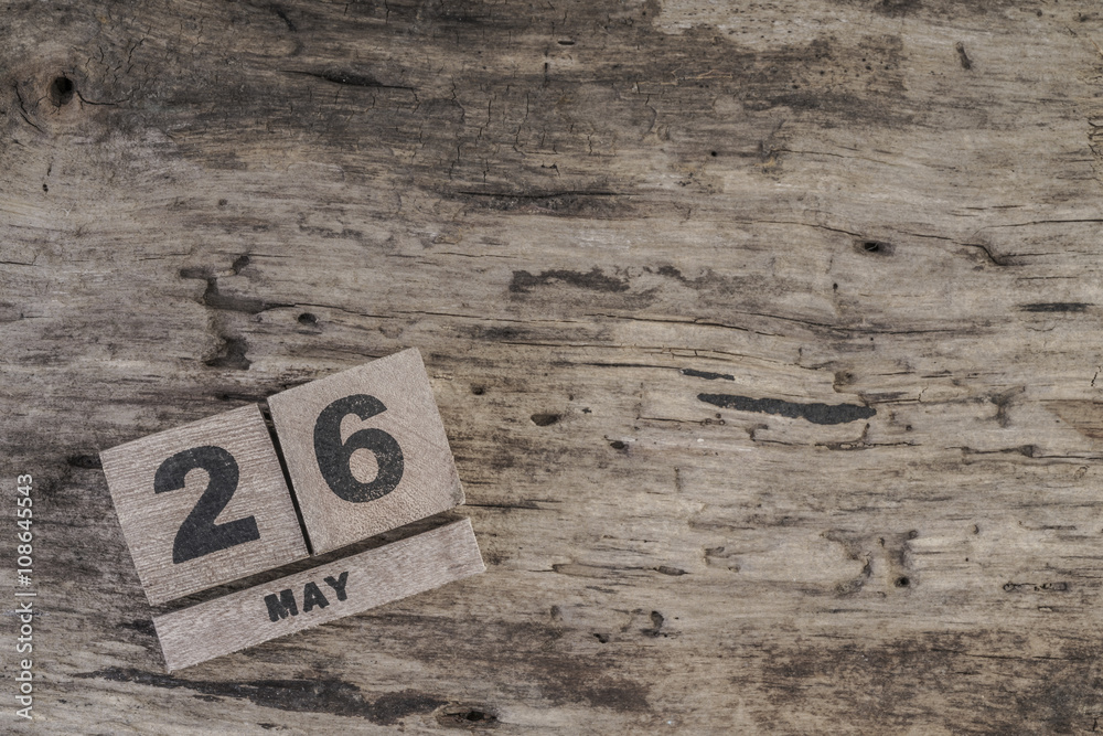 template with cube calendar for may on wooden surface with copy space template with cube calendar for may on wooden surface with copy space