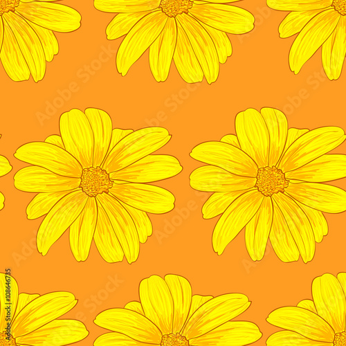 Seamless pattern of yellow flowers