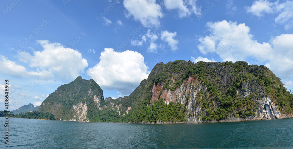 Panorama of lake at Khao Sok National Park