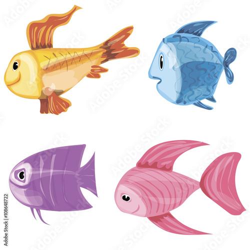Funny fish. Vector set.