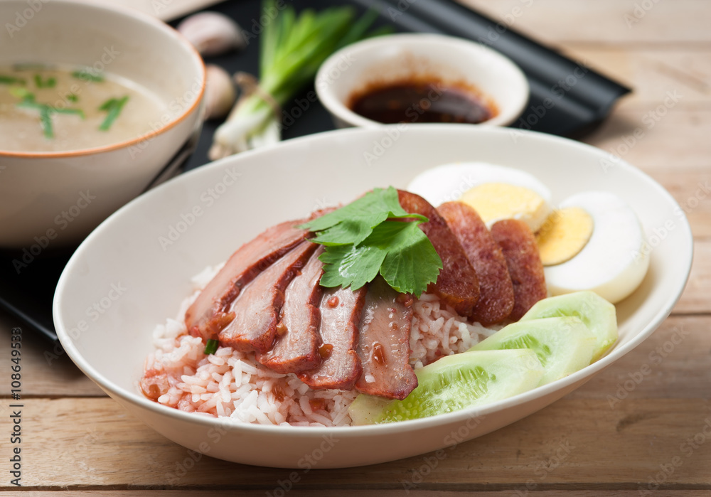 Chinese style roasted pork with rice
