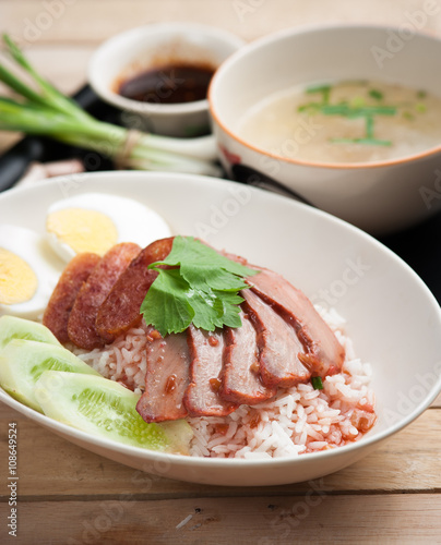 Chinese style roasted pork with rice