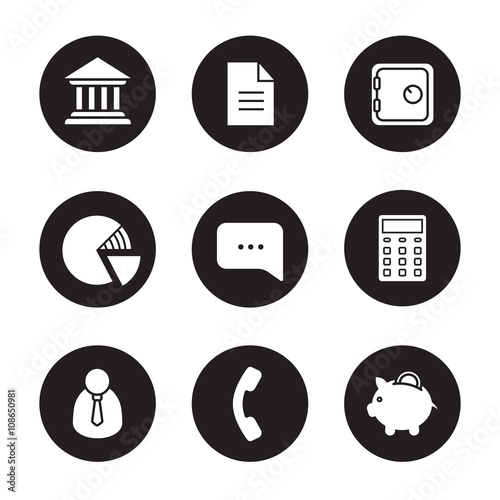 Banking black icons set