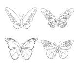Set of sketches doodle butterflies