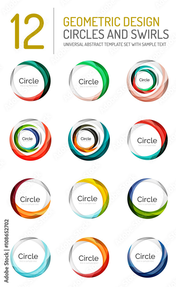 Set of abstract swirls and circles, logo collection