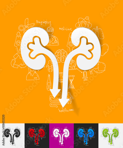 kidneys paper sticker with hand drawn elements