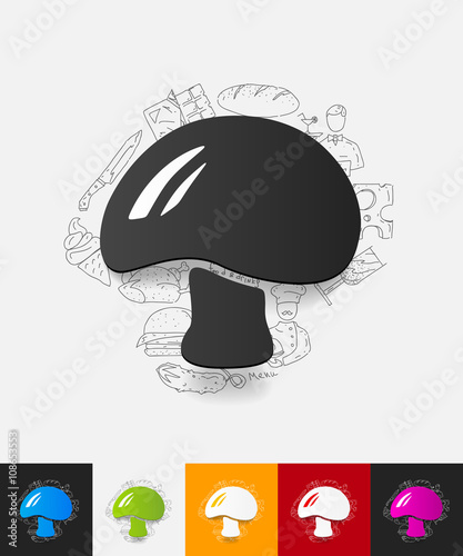 mushroom paper sticker with hand drawn elements
