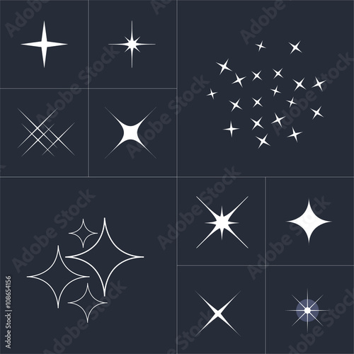 Big collection of sparkle vector. Sparkles white symbols. Sparkle star. Symbols sparkling stars. Set of sparkles star