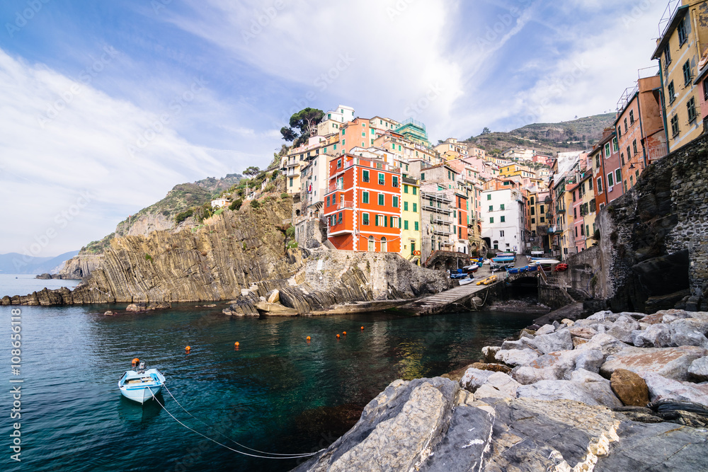 Riomaggiore village of Cinque Terre in Liguria, Italy