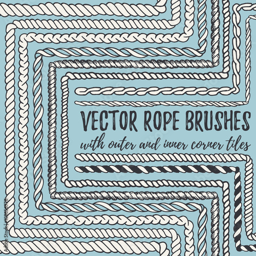 10 hand drawn seamless pattern Rope brushes