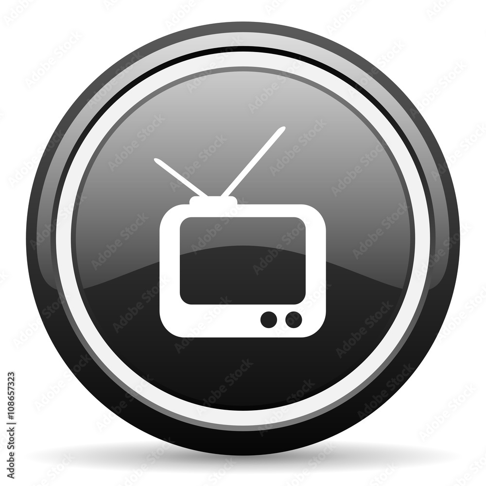 tv black circle glossy web icon tv black circle glossy web icon