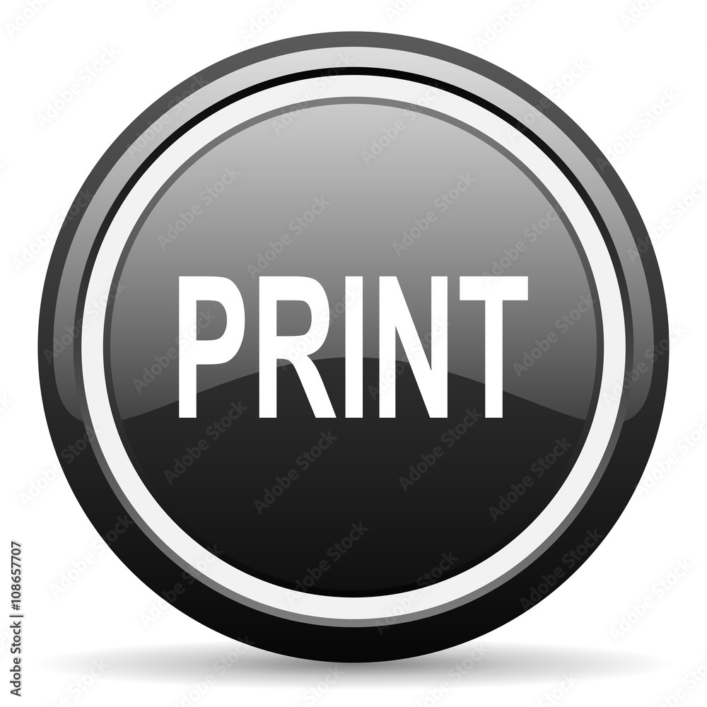 print black circle glossy web icon print black circle glossy web icon