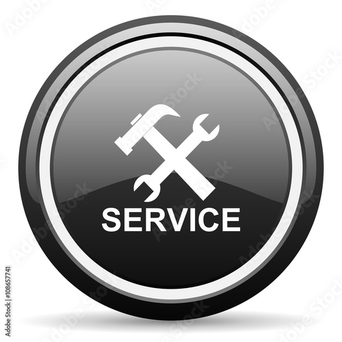 service black circle glossy web icon