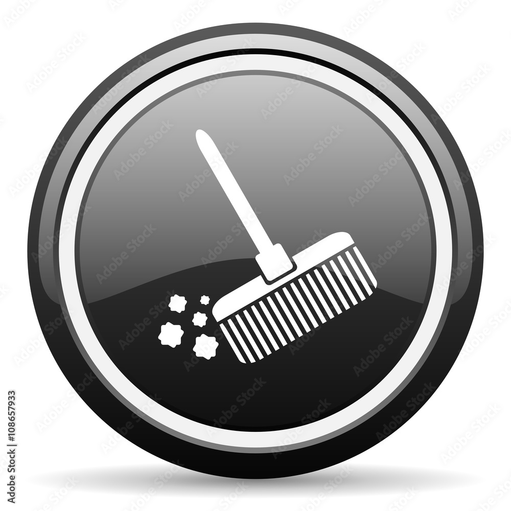 broom black circle glossy web icon broom black circle glossy web icon