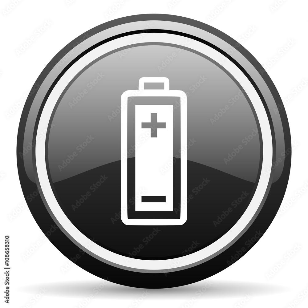 battery black circle glossy web icon battery black circle glossy web icon