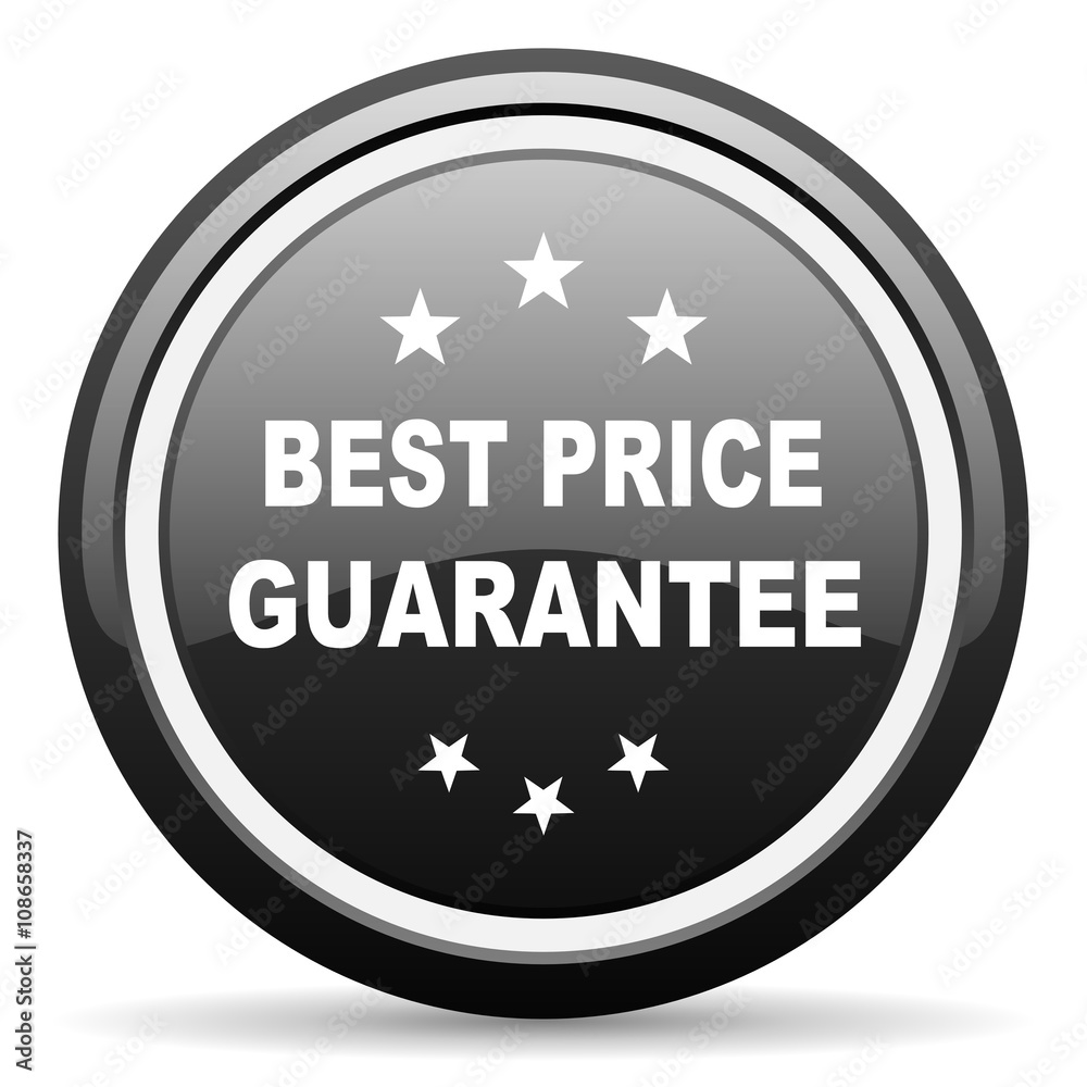 best price guarantee black circle glossy web icon