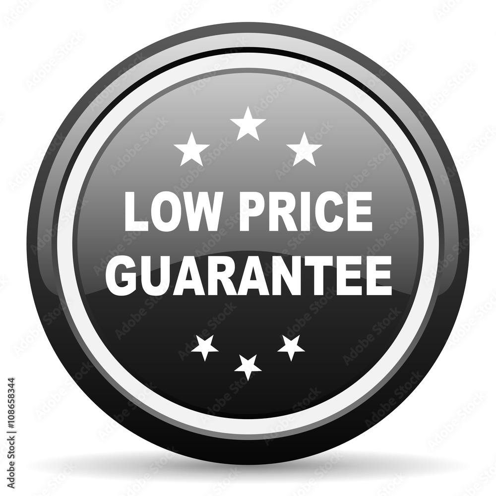 low price guarantee black circle glossy web icon low price guarantee black circle glossy web icon