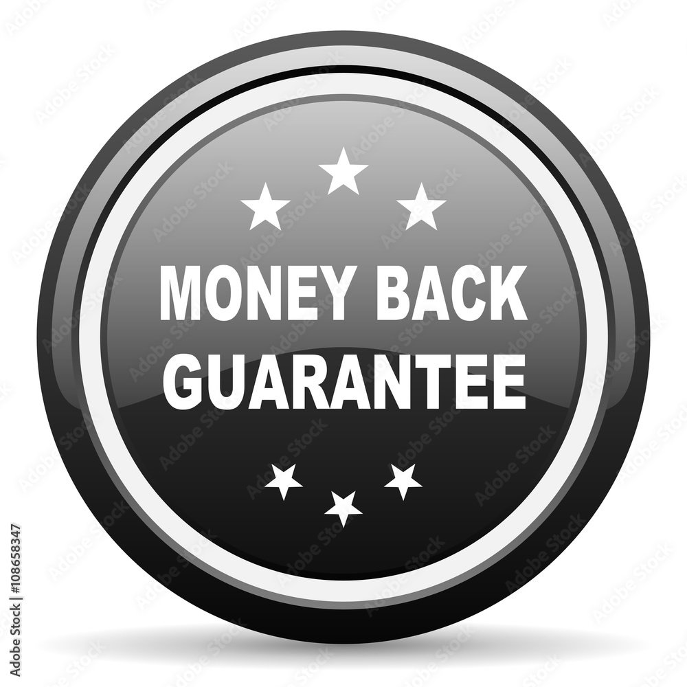 money back guarantee black circle glossy web icon money back guarantee black circle glossy web icon