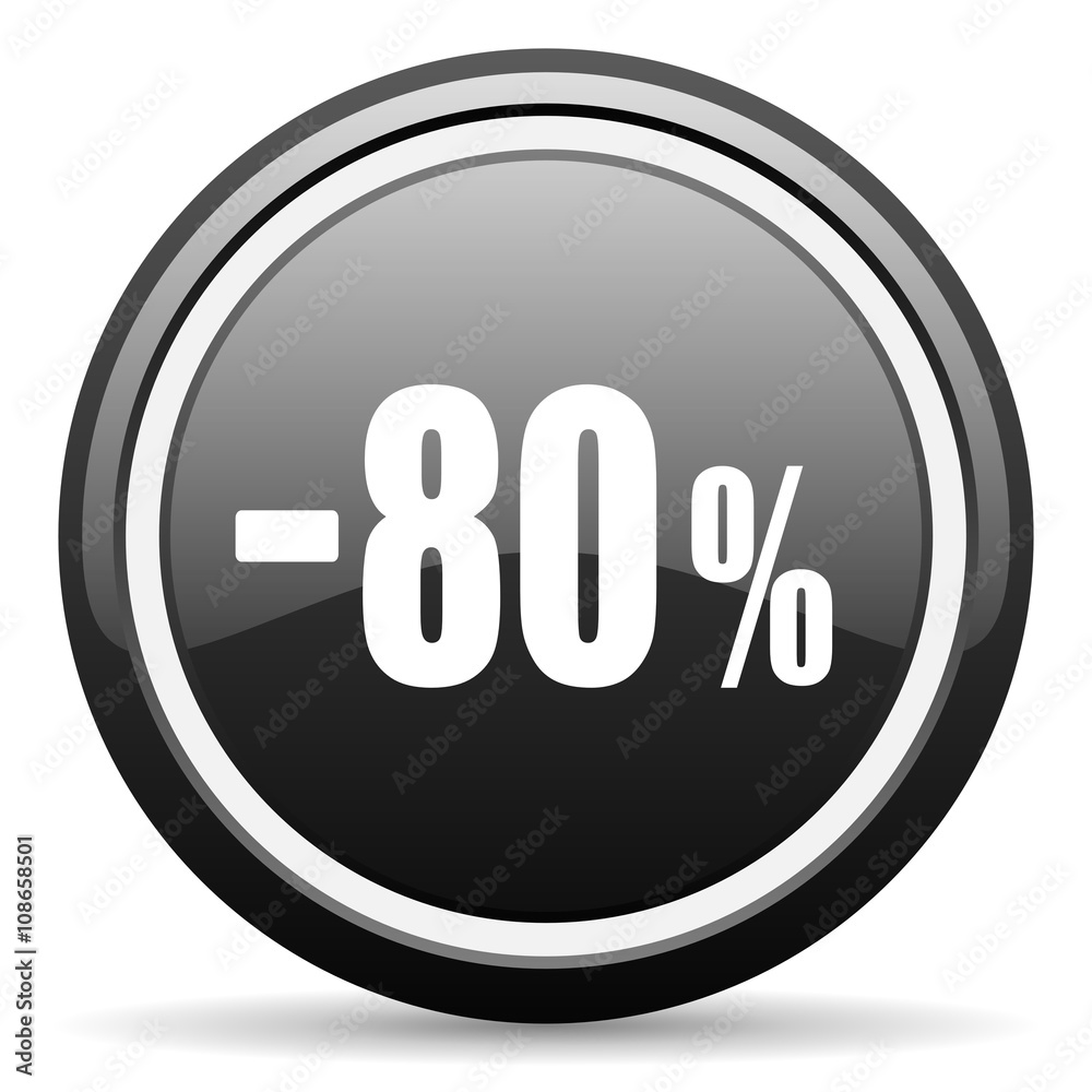 80 percent sale retail black circle glossy web icon 80 percent sale retail black circle glossy web icon