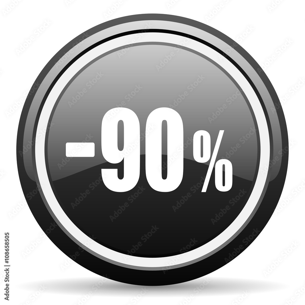 90 percent sale retail black circle glossy web icon 90 percent sale retail black circle glossy web icon