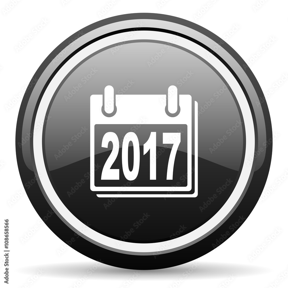 new year 2017 black circle glossy web icon new year 2017 black circle glossy web icon