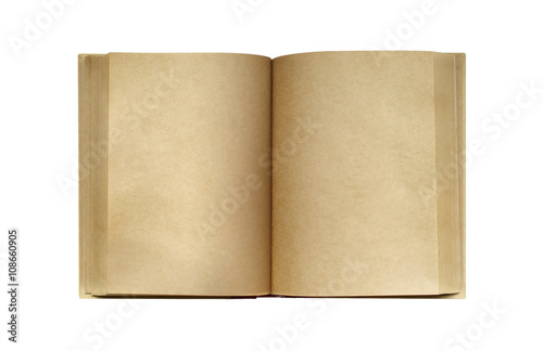 An open sketchbook with blank pages isolated on a white background. Notebook, Note pad, Diary, Recipe Book. Mock up. photo