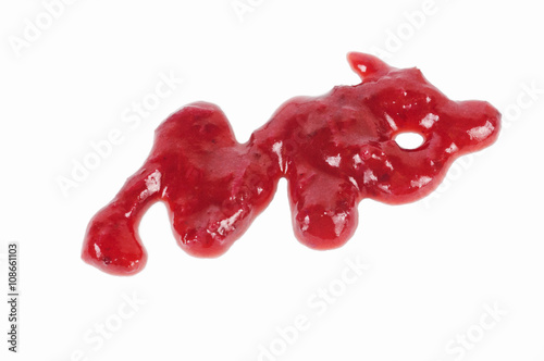 jam spilled on a white background