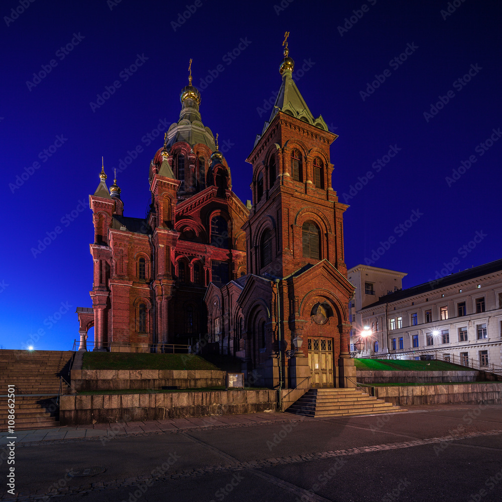 Fototapeta premium Uspenski Cathedral at Night,Helsinki, Finland