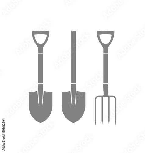 Shovel. Pitchfork. Icon set