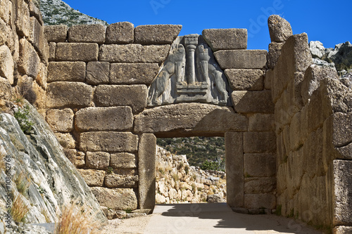 Greece. Archaeological Sites of Mycenae - The Lion Gate. The Archaeological Sites of Mycenae and Tiryns is on UNESCO World Heritage List since 1999 photo