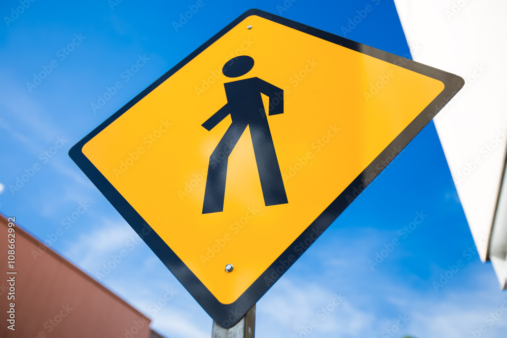 Pedestrian crossing street sign at the street Pedestrian crossing street sign at the street