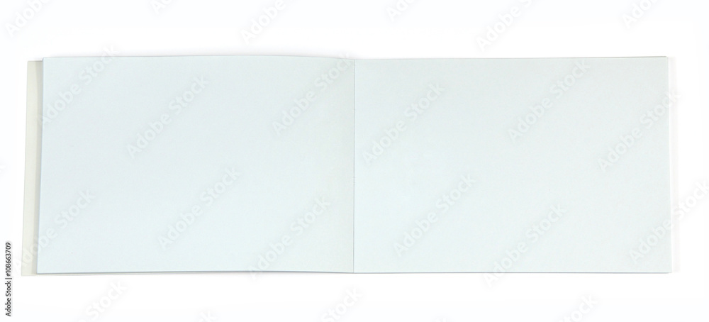 Open notepad with blank pages as a background isolated on white