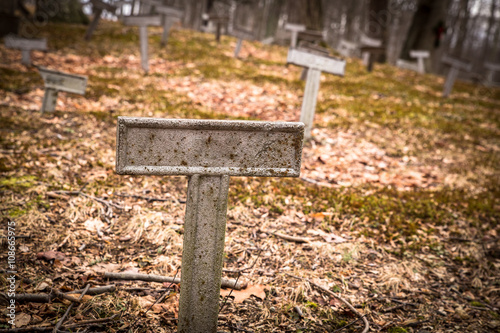 Metal marker at unknown grave