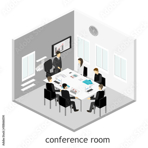 Business meeting in an office Business presentation meeting in an office around a table.